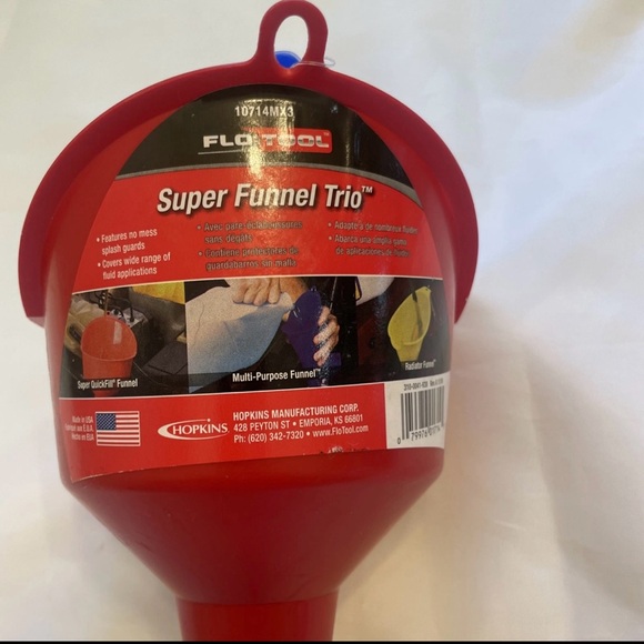 FloTool Radiator Funnel QuickFill  Trio Multi Purpose  10714MX3 Durable Plastic - Picture 2 of 5